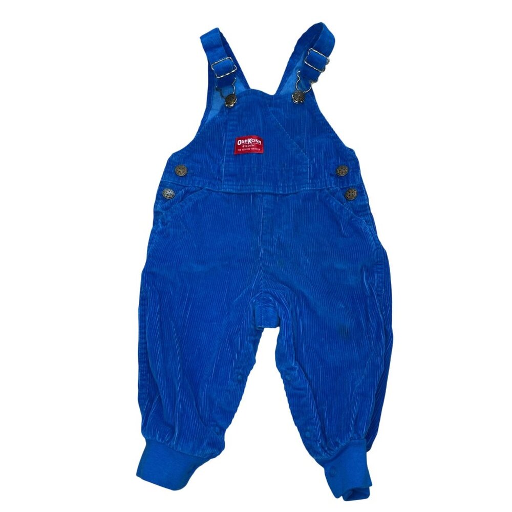Vintage OshKosh Vestbak Corduroy Overalls‎ Unisex Baby Size 18M USA Made Crane